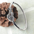 Silver Tone Rose Flower Vine Thin Band Finger Ring Sizes 6-10 view 3