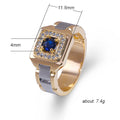 Square Stone Geometric Link Signet Rings In Two Two-Tone Styles view 5