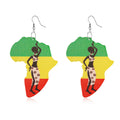 Africa Map Shaped Printed Wood Hook Earrings in Seven Designs view 6