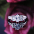 Silver-Tone Round Solitaire Ring With Square Halo Setting view 4