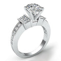 Silver-Tone Round Solitaire Ring With Square Halo Setting view 3