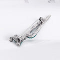 Aqua Silver Tone Flower Crystal Metal Brooch Pin for Jackets and Lapels view 4