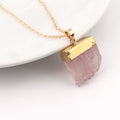 Gold Tone Raw Crystal Cluster Pendant Necklaces in Two Colors view 2