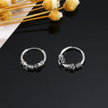 Antique Silver Tone Small Hoop Earrings in Three Scrollwork Designs view 4