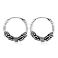 Antique Silver Tone Small Hoop Earrings in Three Scrollwork Designs view 1
