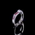 Silver Tone Magenta Channel Ring With Black Accents view 2