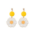 Yellow Round Top Daisy Flower Statement Stud Earrings view 5