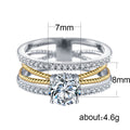 Two Tone Square Stone Split Band Ring In A Polished Decorative Design view 5