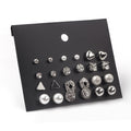 Gold and Silver Twelve Pair Heart Mixed Stud Earring Card Sets view 5