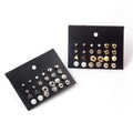 Gold and Silver Twelve Pair Heart Mixed Stud Earring Card Sets view 1
