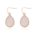 Gold Tone Teardrop Druzy Long Hook Earrings in Four Colors view 7