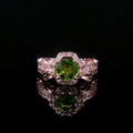 Rose Gold Tone Green Oval Scrollwork Halo Ring Statement Jewelry view 3