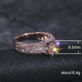 Rose Gold Tone Peach Round Halo Ring With Clear Stones view 5