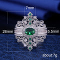 Green Oval Stone Ornate Filigree Statement Ring Silver Tone view 5