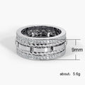 Wide Multi-Row Crystal Band Ring in Three Metal Finishes view 5