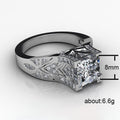Silver Tone Square Stone Wide Engraved Ring Jewelry view 5