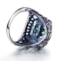 Silver Tone Aqua Square Filigree Statement Ring Statement Jewelry view 4