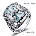 Silver Tone Aqua Square Filigree Statement Ring Statement Jewelry view 5