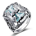 Silver Tone Aqua Square Filigree Statement Ring Statement Jewelry view 1