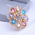 Flower Crystal Scarf Clip Brooch Clear Multicolor Two Styles view 4