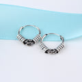 Antique Silver Tone Small Hoop Earrings in Six Textured Designs view 7