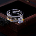 Two Tone Square Stone Split Band Ring In A Polished Decorative Design view 3