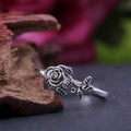 Silver Tone Rose Flower Vine Thin Band Finger Ring Sizes 6-10 view 4
