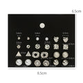 Gold and Silver Twelve Pair Heart Mixed Stud Earring Card Sets view 4