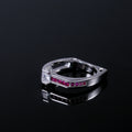 Silver Tone Magenta Channel Ring With Black Accents view 4