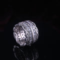 Silver Tone Wide Layered Band Ring with Clear Stones view 4