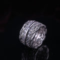 Silver Tone Wide Layered Band Ring with Clear Stones view 3