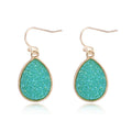 Gold Tone Teardrop Druzy Long Hook Earrings in Four Colors view 9