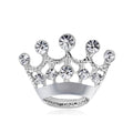 Silver Tone Crown Crystal Two Designs Metal Brooch Pin view 1