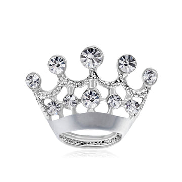 Silver Tone Crown Crystal Two Designs Metal Brooch Pin