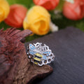 Gold And Silver-Tone Bee Ring With Blue Enamel Wings view 6