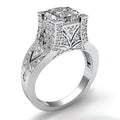 Silver Tone Square Stone Wide Engraved Ring Jewelry view 3
