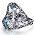 Silver Tone Aqua Square Filigree Statement Ring Statement Jewelry view 2