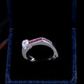 Silver Tone Magenta Channel Ring With Black Accents view 3