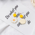 Yellow Round Top Daisy Flower Statement Stud Earrings view 4