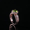 Rose Gold Tone Green Oval Scrollwork Halo Ring Statement Jewelry view 2