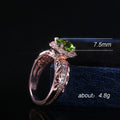 Rose Gold Tone Green Oval Scrollwork Halo Ring Statement Jewelry view 5