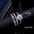 Round Center Stone Three Piece Ring Set With Clear Stone Accents view 5