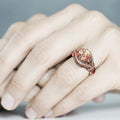 Rose Gold Tone Champagne Halo Ring In A Polished Decorative Design view 4