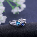 Silver Tone Three Stone Blue Clear Cluster Finger Ring view 4