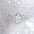 Round Center Stone Three Piece Ring Set With Clear Stone Accents view 2