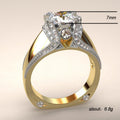 Gold Tone Crown Halo Ring with Round Clear Stone Design view 5