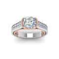 Two Tone Round Halo Ring with Crossing Pavé Bands Design view 2