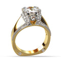 Gold Tone Crown Halo Ring with Round Clear Stone Design view 6