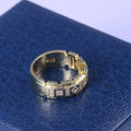 Gold Tone Square Stud Band Ring With Clear Stones Statement Jewelry view 4