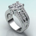 Emerald Cut Center Stone Split Band Ring In Silver Tone view 4
